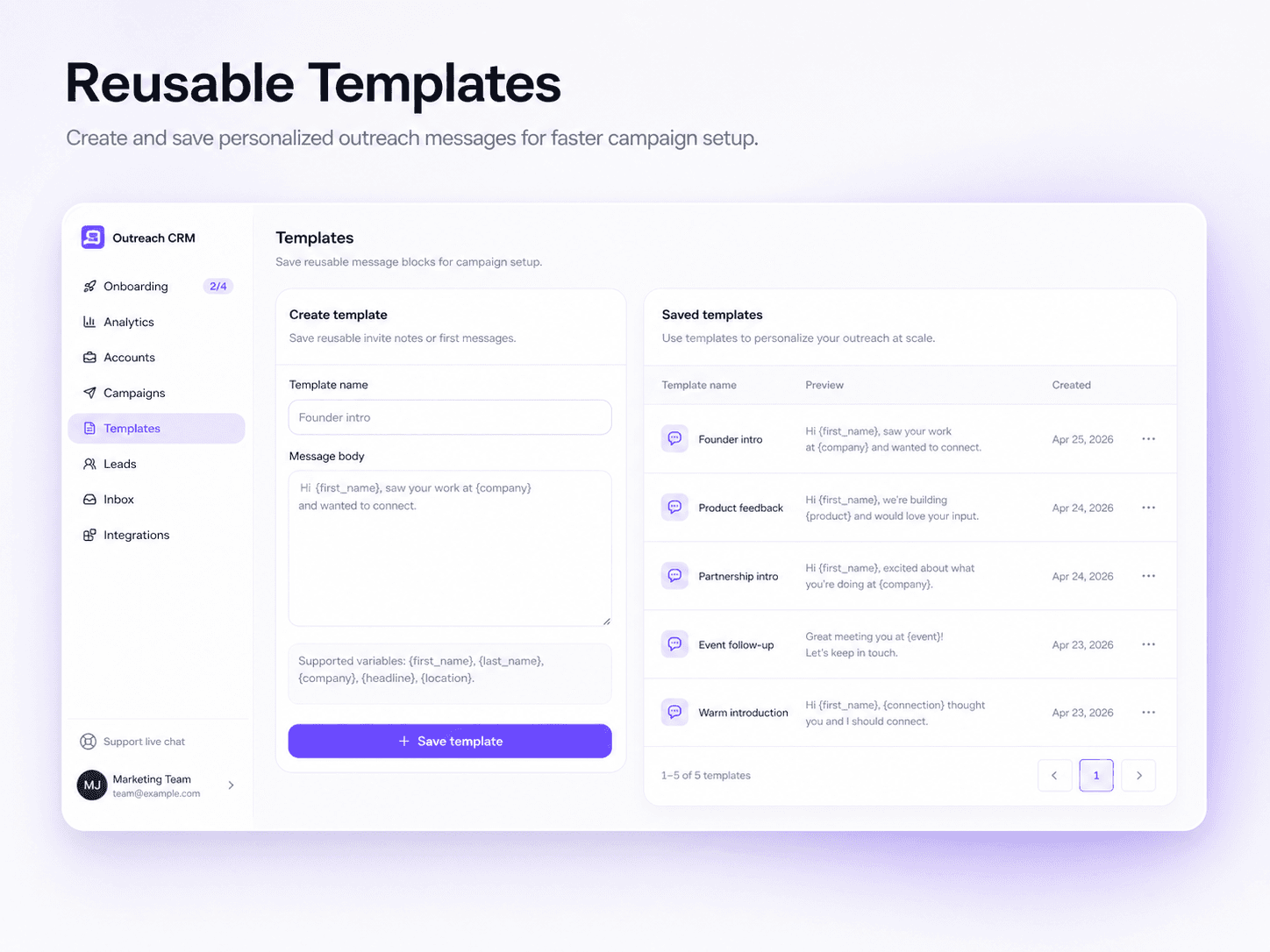 Message templates | BriskReach dashboard