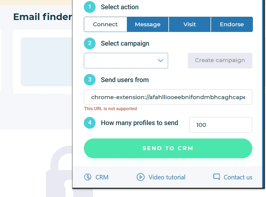 Octopus CRM browser extension action selector