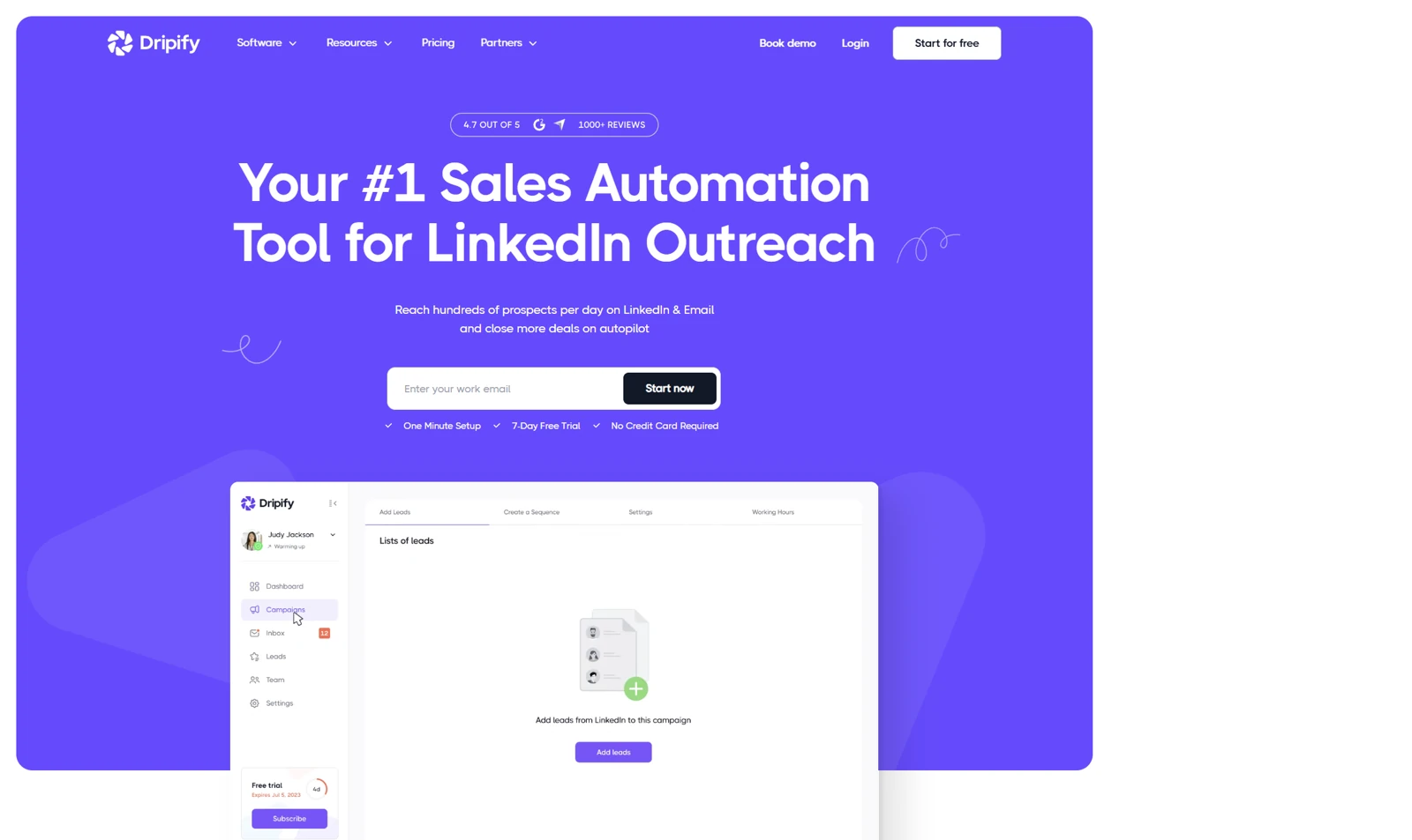 Dripify visual campaign builder interface