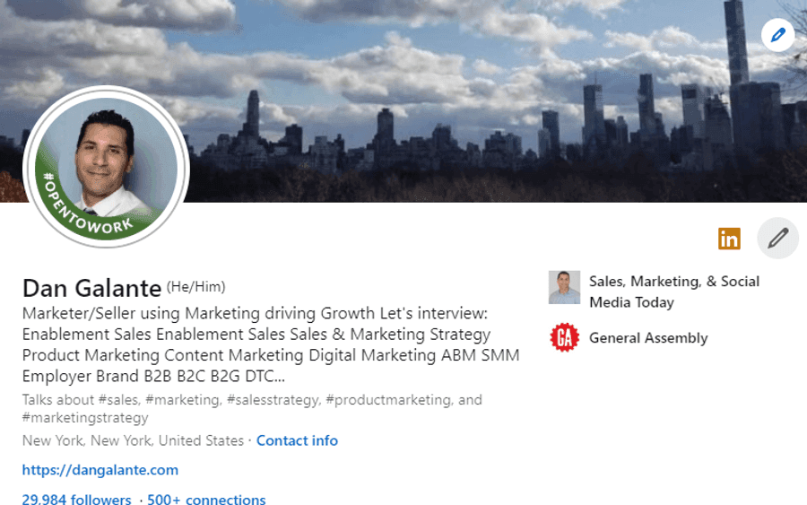 Dan Galante LinkedIn profile